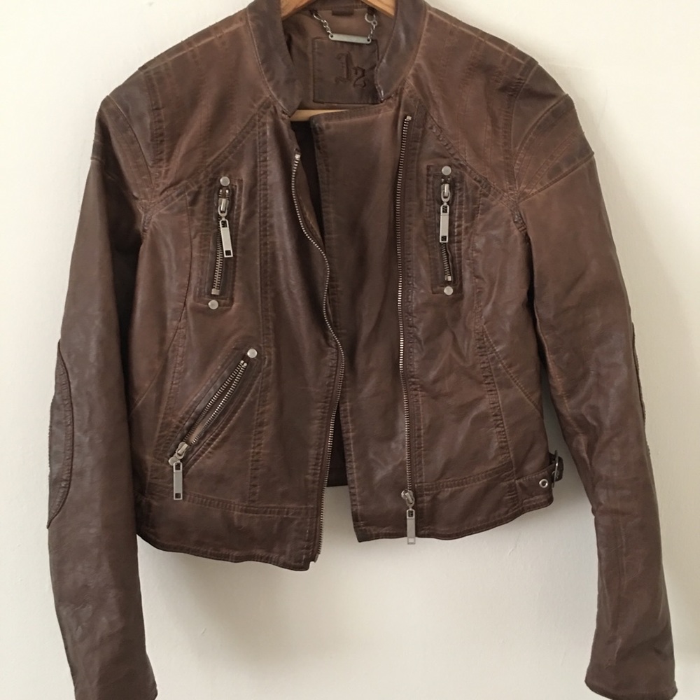 Jou Jou brown faux leather jacket